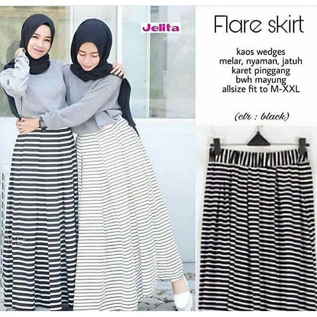 Flare Skirt, ROK WANITA, ROK TERBARU, ROK KOREA, ROK TERKINI, FASHION MUSLIM, DRESS MUSLIM