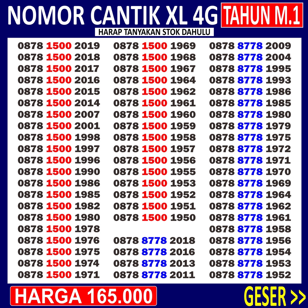 Nomor Cantik Xl Seri Tahun P 1 Nomer Cantik Xl Tahun Lahir Perdana Xl Cantik Xl Super Ngobrol Shopee Indonesia