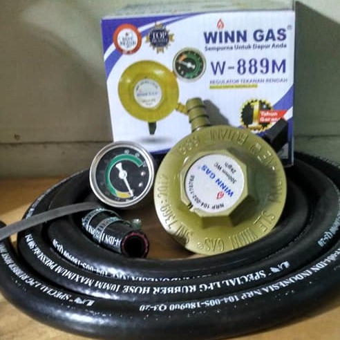 Regulator Tabung Bright WINN GAS SLE 889 Manometer Matic BIOGAZ Selang Gas LPG 500 PSI Berlapis Tiga
