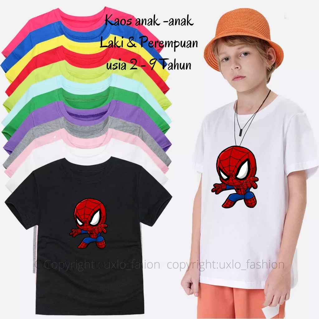 KAOS ANAK LAKI LAKI SUPERHERO SPIDERMAN UMUR 2 SAMPAI 9 TAHUN UXLO FASHION