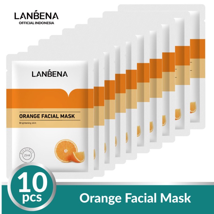 [BPOM] LANBENA SHEET MASK ORANGE - MENCERAHKAN (10 PCS )
