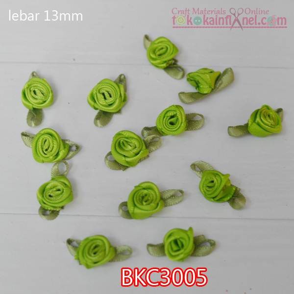 Bkc3101 Bunga Mawar Kucai Lebar 13mm Hijau Muda Per 12bh