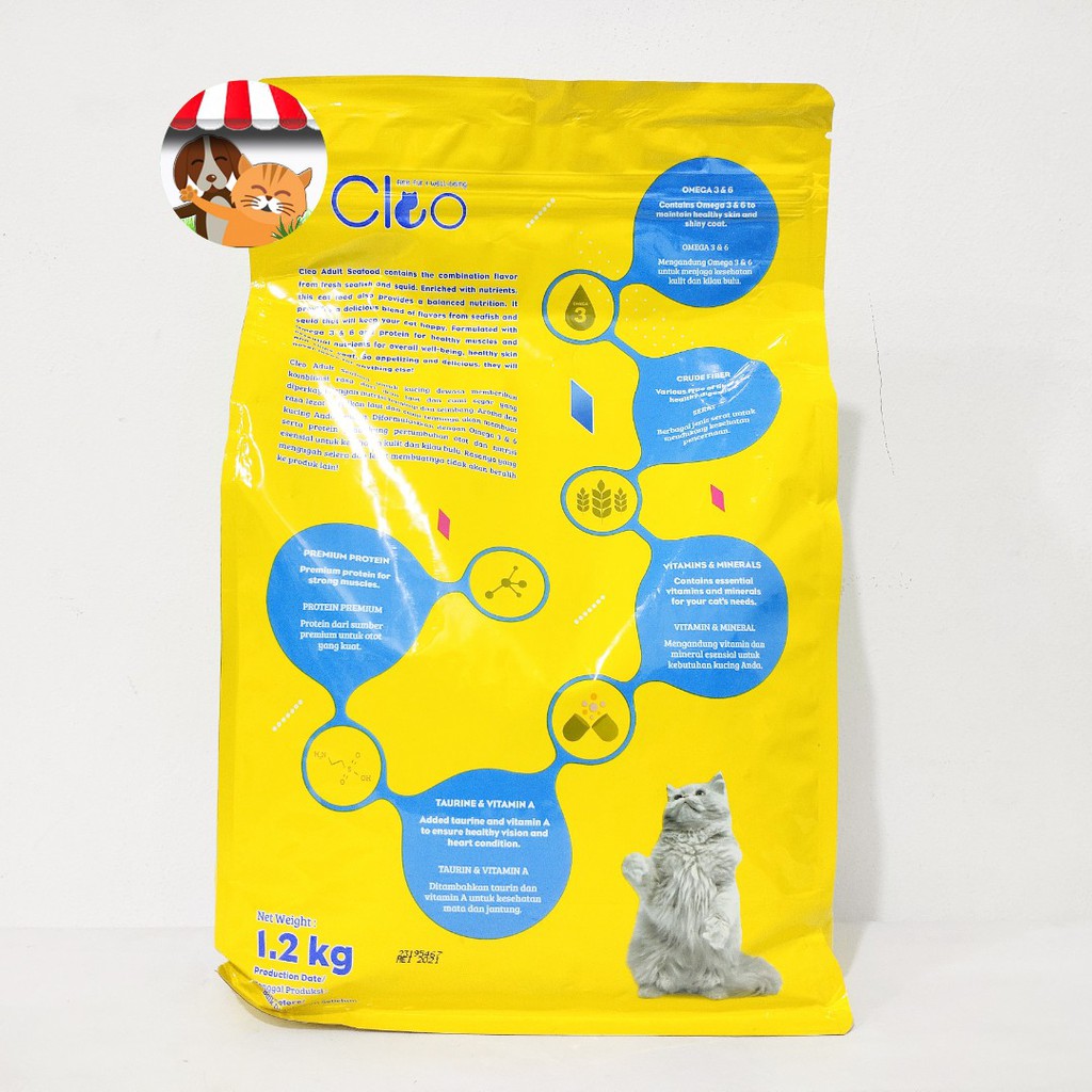 Cleo Seafood 1.2kg Freshpack Dry Cat Food Makanan Kucing Dewasa