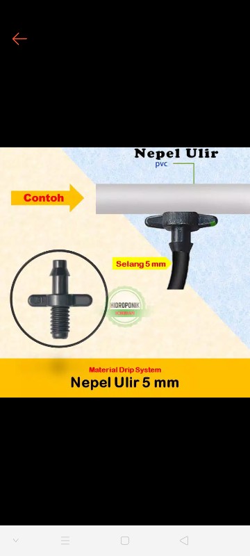 Nepple Ulir, Nipel Ulir, Nipple Ulir, Nepel Ulir Hidroponik 5 Mm