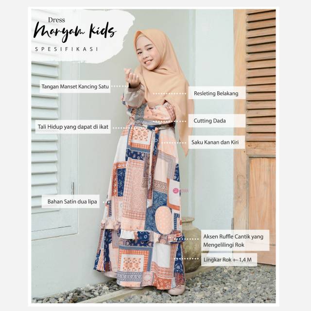Dress maryam  gamis for kids