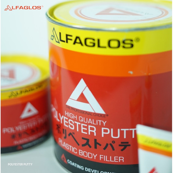 Alfaglos Polyester Putty 1 kg Dempul Kayu Plastik Besi Body Mobil