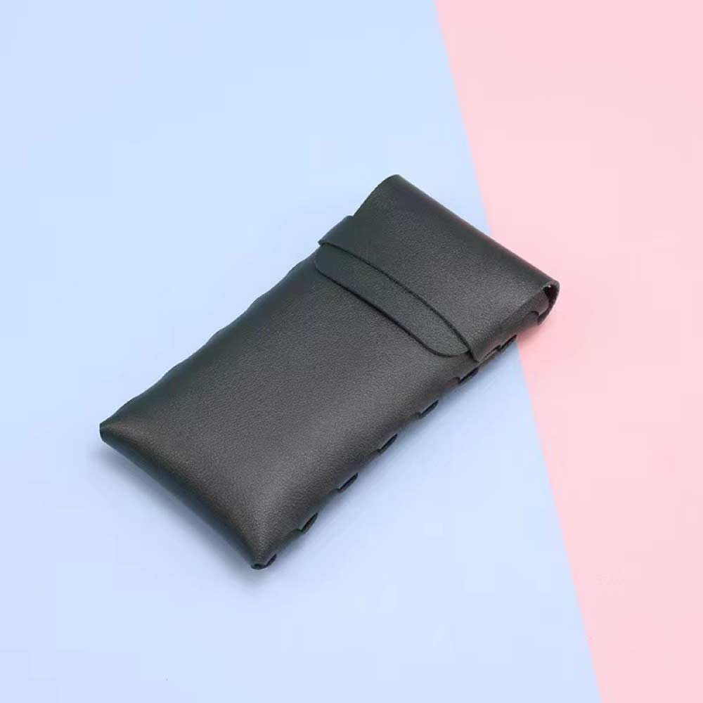 1 Pcs Pouch / Dompet Leather [ Hitam ] Pelindung Kacamata - 16 x 8 cm - LEATHER POUCH