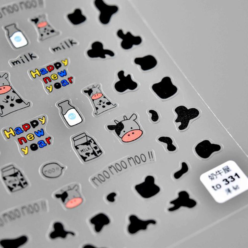 AUGUSTINA Agustina Kuku Decals 3D Wanita Gadis Manikur Aksesoris Musim Semi Air Slide Decals Kelinci Bunga Tanaman DIY Nail Art