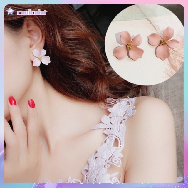 【Ready stock】1 pasang Fashion Wanita Anting  Tusuk Motif Bunga Gaya Korea untuk Wanita 5 warna fashion murah COD