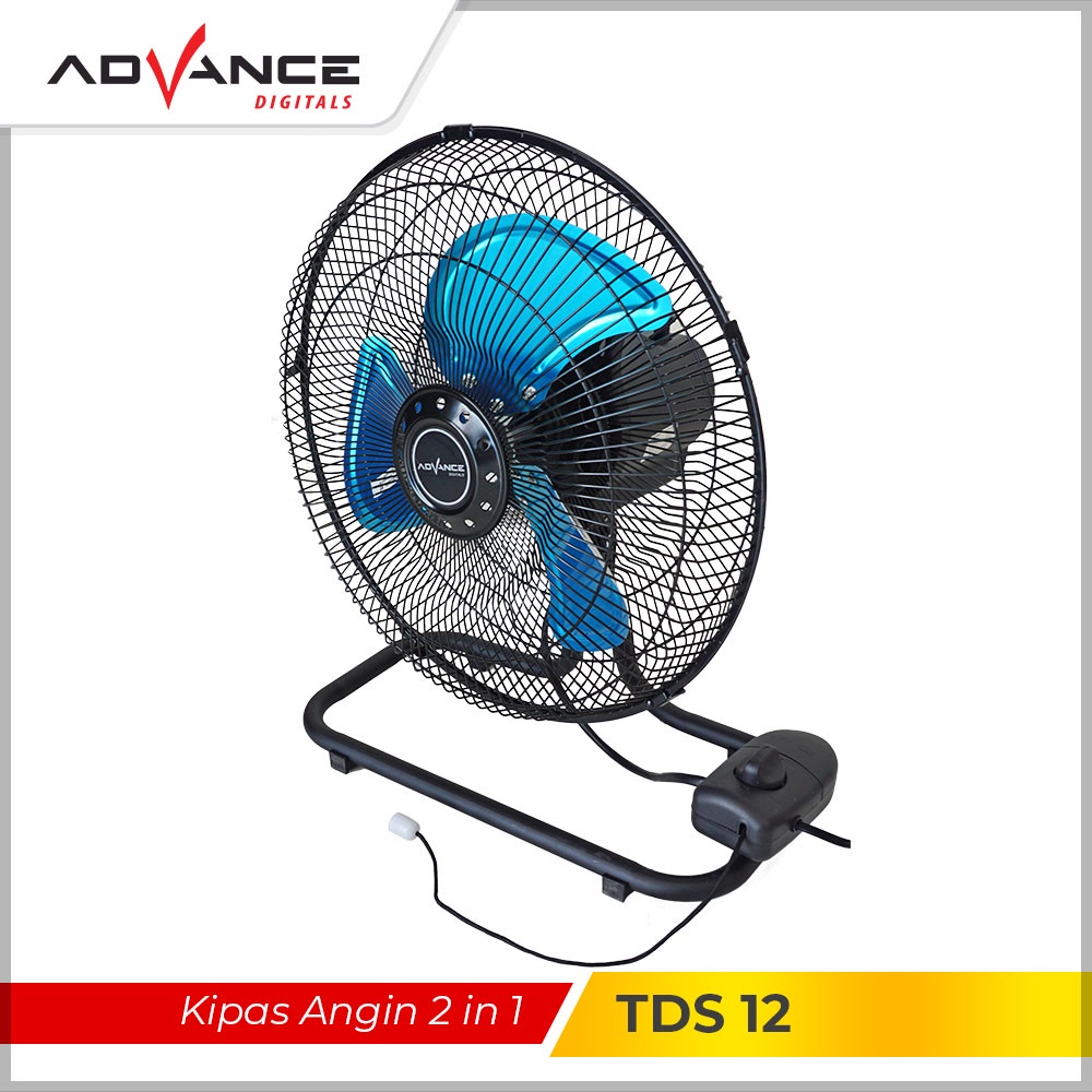 Advance Kipas Angin Dinding Meja Baling Besi TDS-12 (12 inch) 2 Fungsi  Garansi