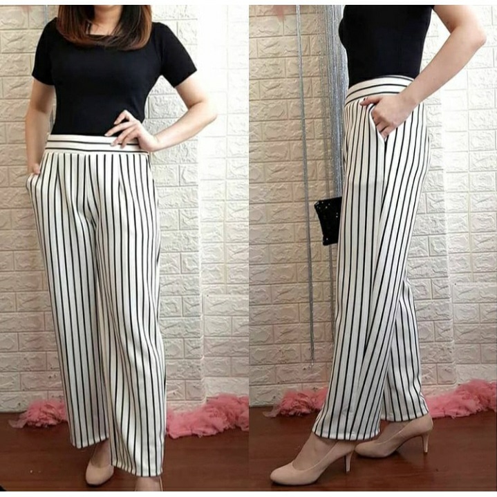 CELANA KULOT PANJANG STRIPE/SALUR|CELANA KULOT SALUR PANJANG|celana kulot wanita dewasa|celana panja