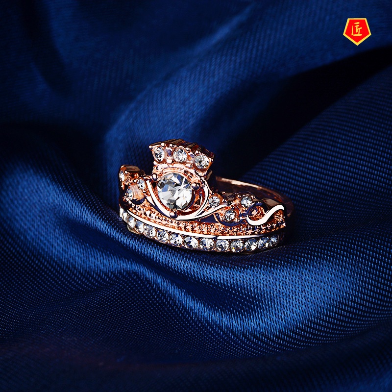 [Ready Stock]Creative Crown Diamond Inlaid Ring