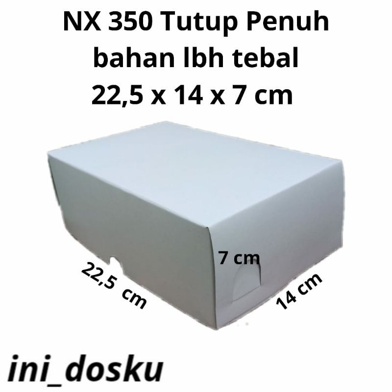 DUS MARTABAK BESAR/ DOS/ KOTAK KUE/ NASI/ TIPE NX 350gsm. 22,5x14x7cm. TUTUP PENUH - PUTIH