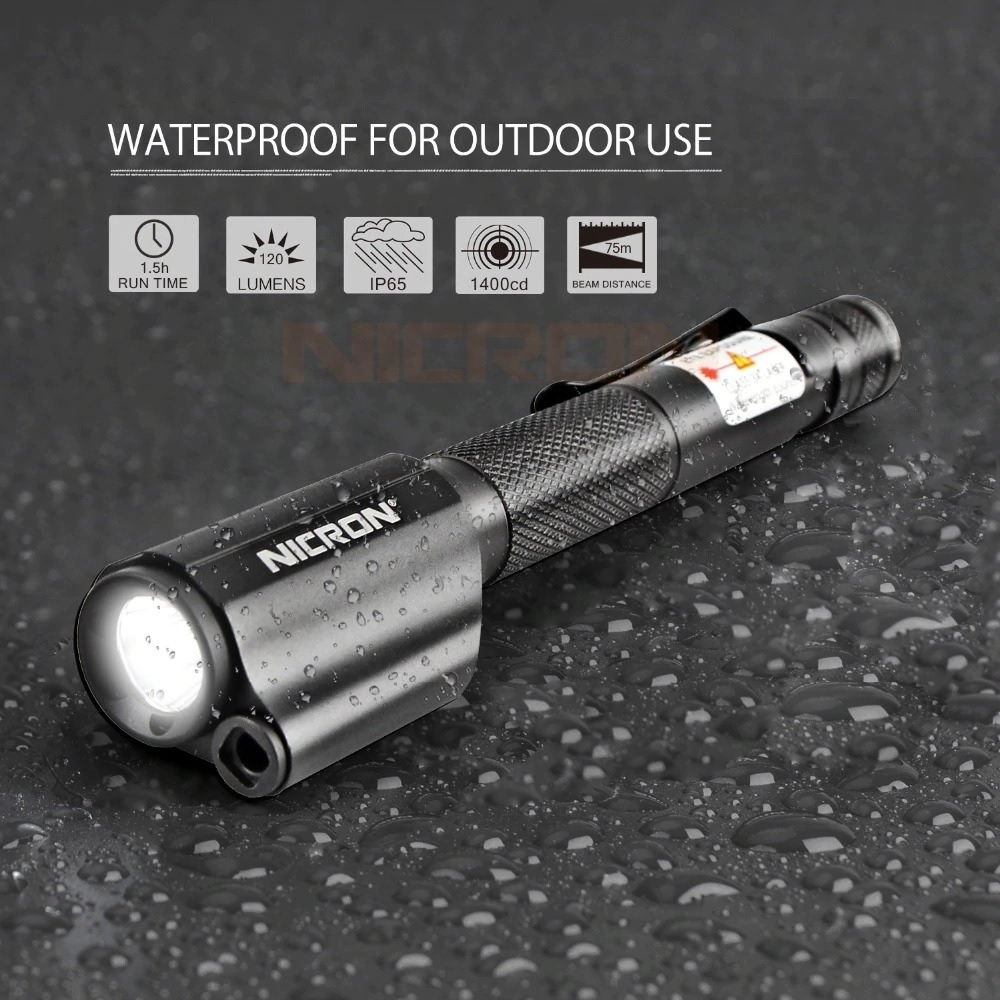 NICRON B24 - Laser Pen Flashlight - Senter 120 Lumens dengan Laser