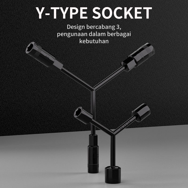 ISKU Kunci Y 8 10 12 Panjang Kunci Sock Y 10 12 14 Socket Wrench Hitam Perak Alat Perkas