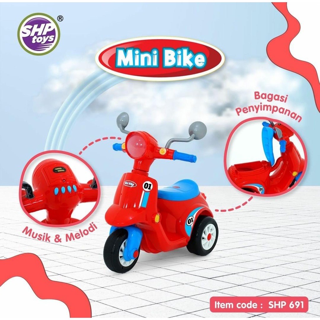 Sepeda Anak Roda 3 SHP 691 Mainan Motor Anak Bisa Dinaiki Scooter Mini Bike Musik