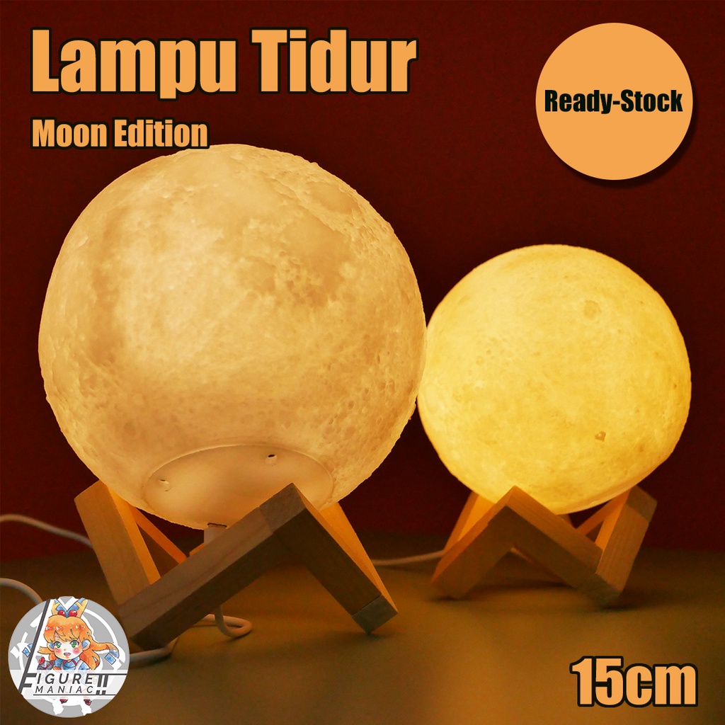 Lampu Tidur Bentuk Bulan Aesthetic Premium Dengan Kabel USB Tanpa Batre