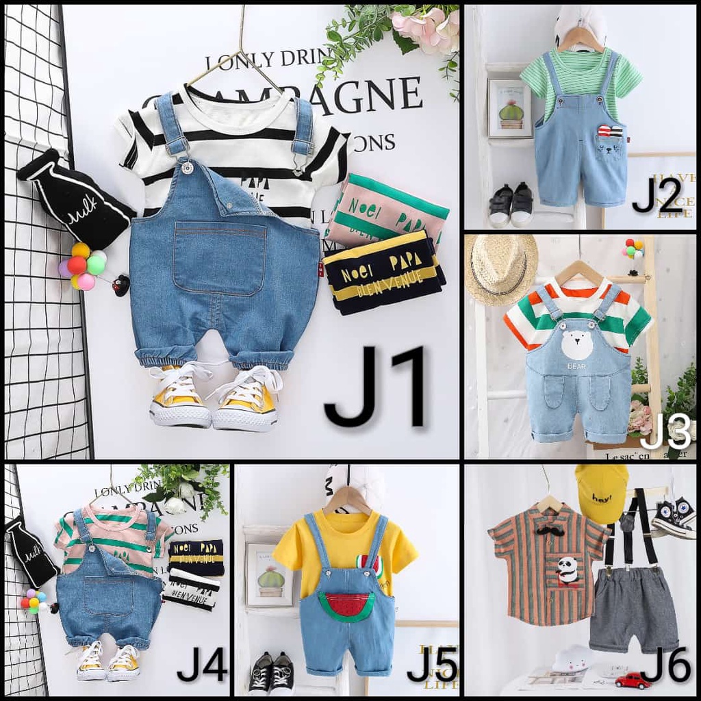 6bulan-4tahun| setelan baju kodok overall jumper jumpsuit anak laki-laki bayi cowok lucu premium