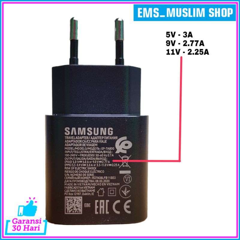 Charger Samsung ORI Super Fast Charging A70 A71 A72 A80 M51 Note 10 20 20 Ultra S20 USB C TO C 25W