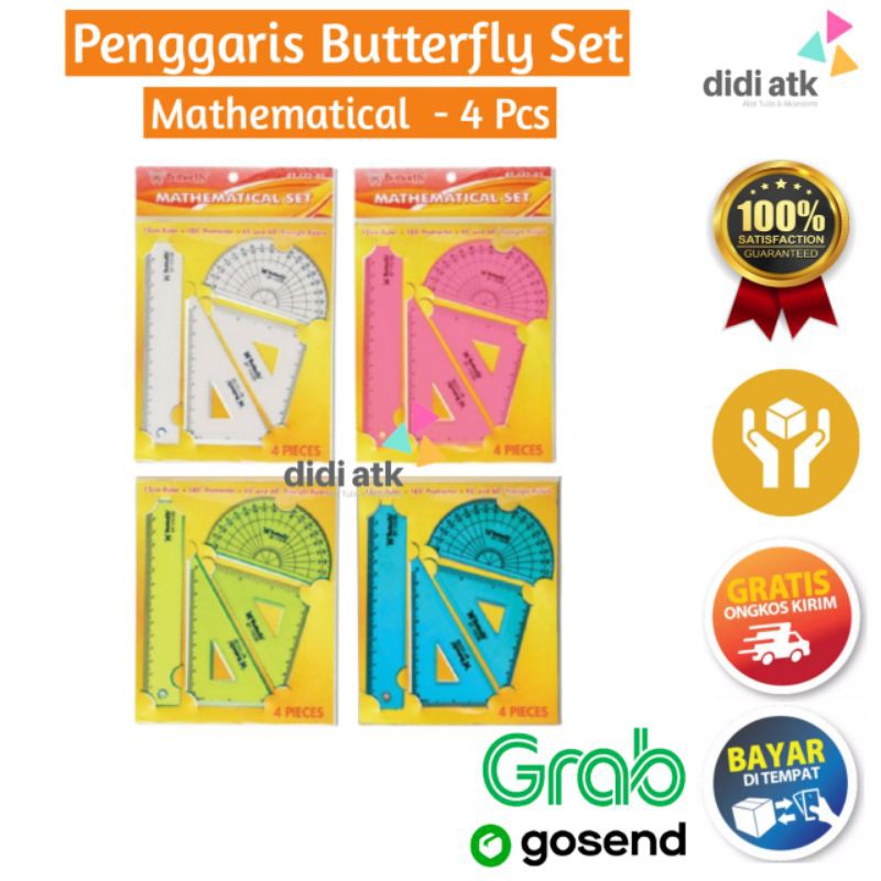 

Penggaris Butterfly Mathematical Set / Garisan Komplit