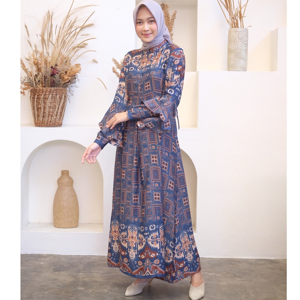  gamis motif etnik  KIANA LONGDRESS bahan maxmara premium 