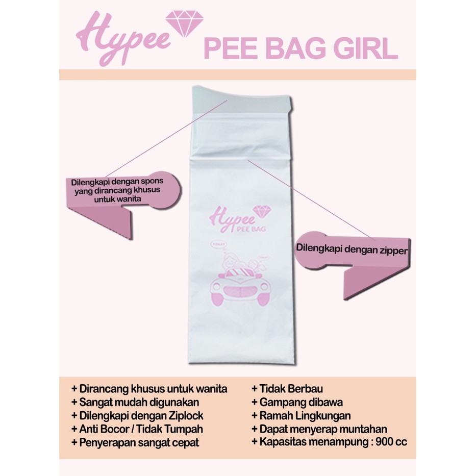 Hypee Disposable Pee Bag Girl Kantong Urine Pipis untuk Travelling