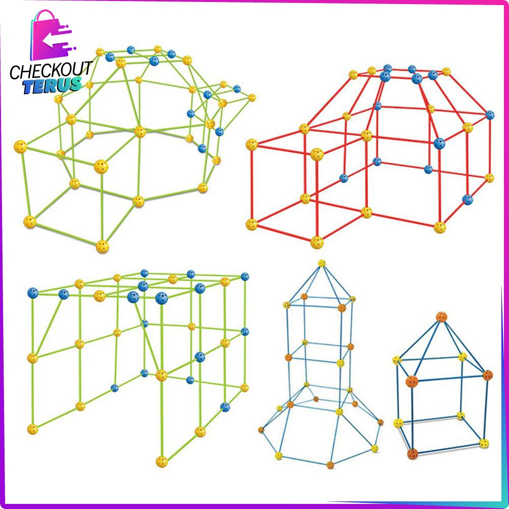 CT M200 Mainan Anak Magic Straw Mainan Pipa Ajaib Building Block Mainan Anak Rumah Rumahan Tenda Bongkar Pasang