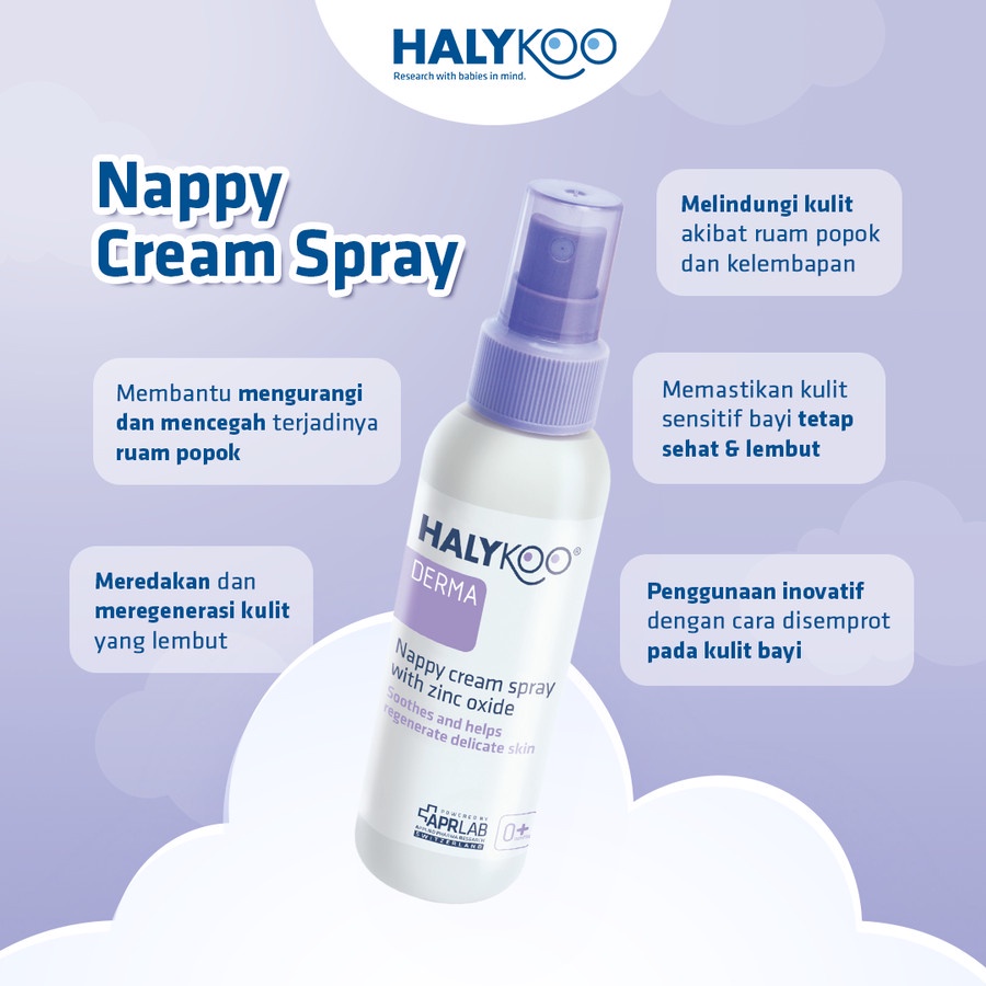 HALYKOO Nappy Cream Spray with Zinc Oxide - 0 Months + 100ml