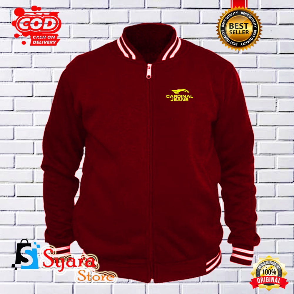 Syara Store / Jaket Varsity Cardinal Jeans Kuning/ Jaket Distro Varsity / Jaket Baseball / Jaket Dis