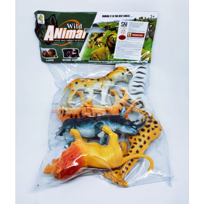 Mainan Animal wild/ mainan hewan karet / isi 6pcs