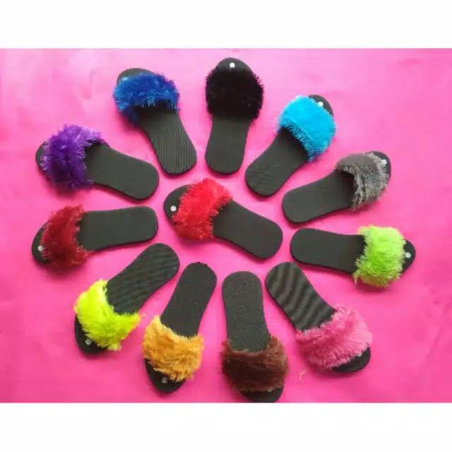 [LOKAL] DOMMO - D5109 Sandal Bulu Rasfur Wanita cantik