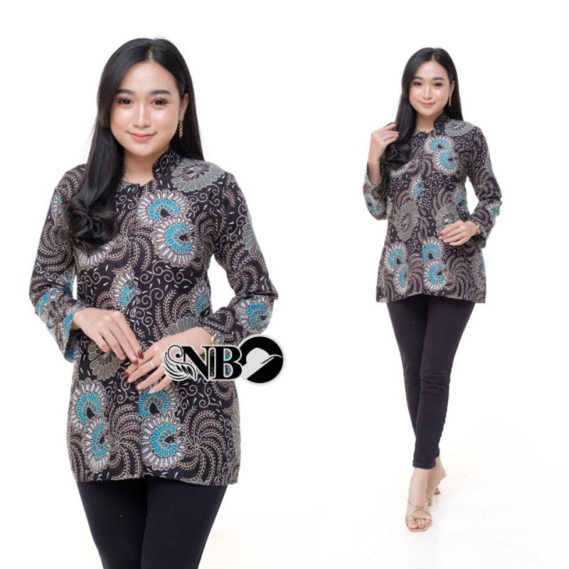 ATASAN BATIK WANITA KERJA KANTOR ORI SHABIRAH BATIKSOLO BLOUSE BLUSEBATIK BATIKMODERN-A4