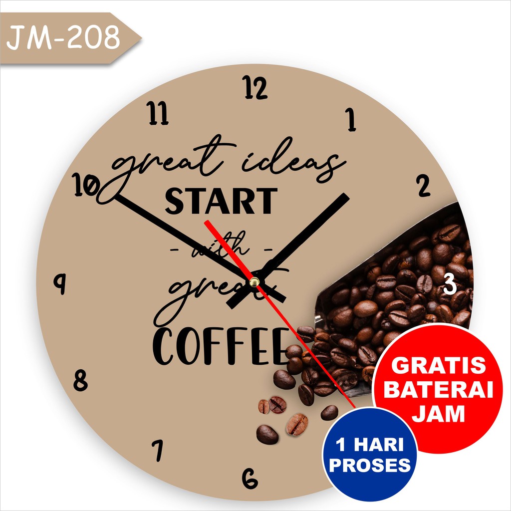 Jam Dinding  Dekorasi  Pajangan Rumah Poster Kayu Coffee Home Decor Cafe Kopi Murah Unik Restoran Pa