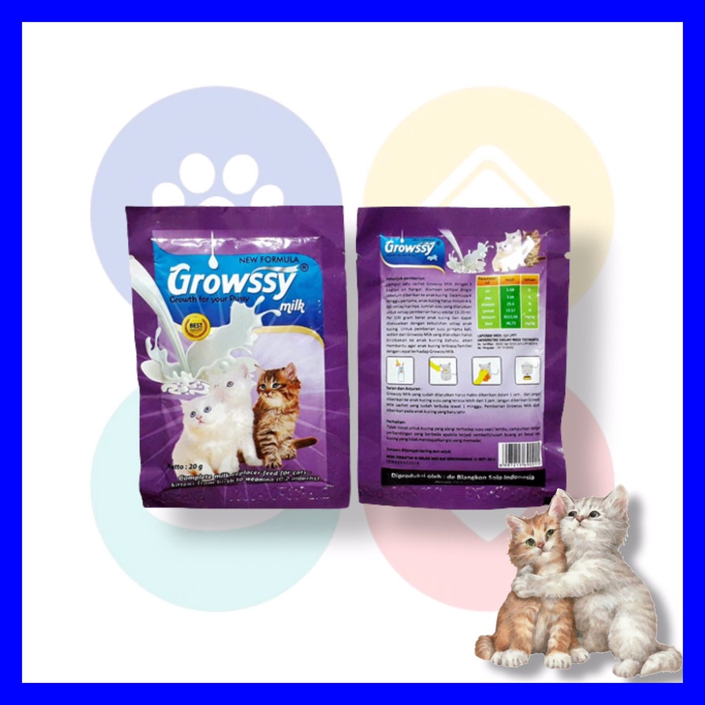 Susu bayi Kucing Growsy Susu Kitten musang GROWSSY Baby cat milk SACHET SASET ECER 35Gram