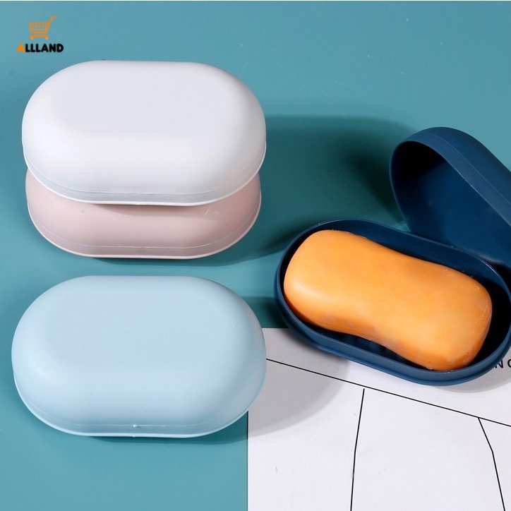 Candy Color Oval Soap Case with Cover / Travel Portable Sealed Waterproof Soap Box