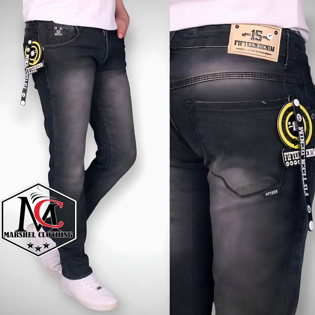 RCL - Celana Jeans Blue FIFTEEN DENIM-FIFTY DENIM Panjang Pensil Skinny Semi Slim Fit Cowok / Pria Bahan Strech Murah / Jeans Pria