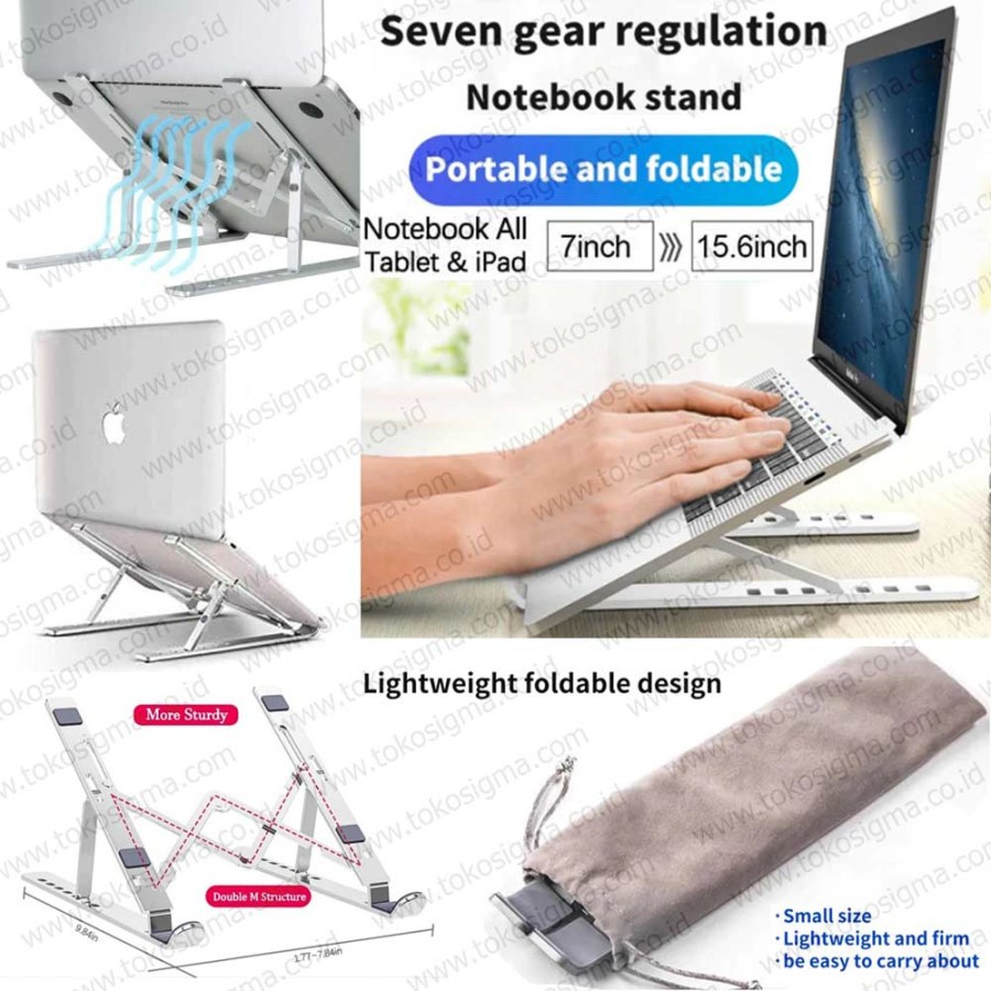 Laptop Stand Lipat Notebook Holder Adjust Height Tinggi 7 Level Besi