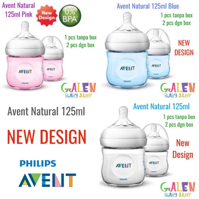AVENT Isi 1 pcs dan 2 pcs Botol Susu NATURAL 125 ML Dot
