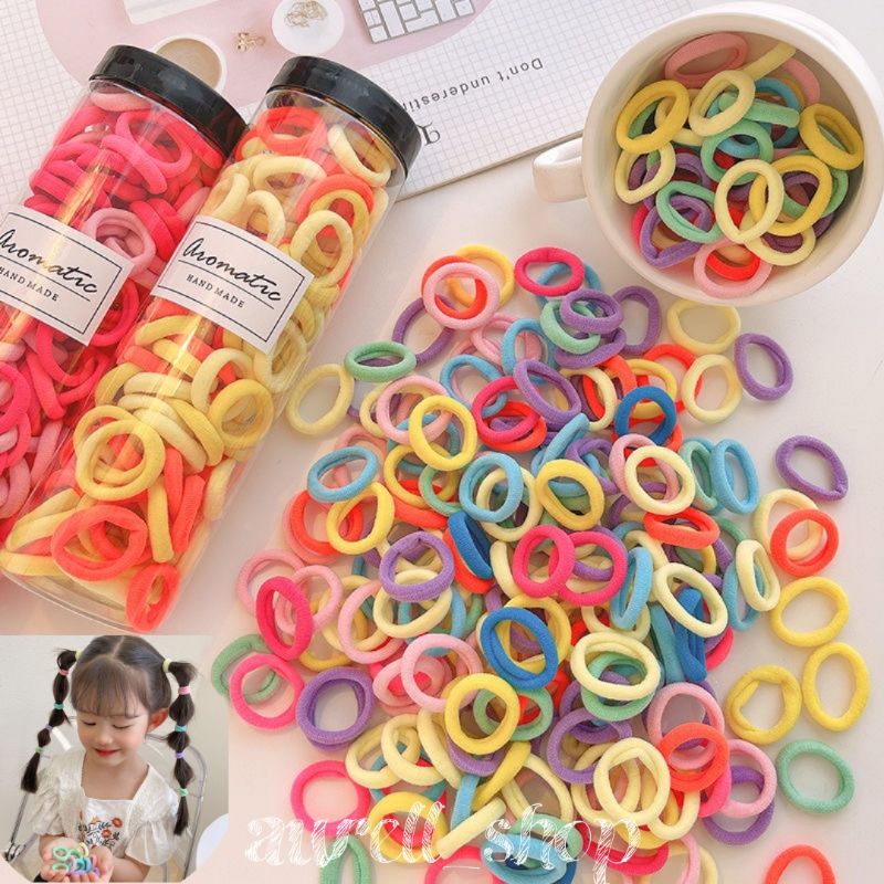 (COD) 100 PCS FREE TOPLES - 100PCS IKAT RAMBUT DONAT TOWEL RING / KUNCIR RAMBUT