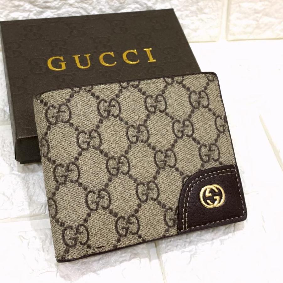 ZJH Dompet Gucci Pria 1101 lipat pendek Super Premium kulit ada box ,.