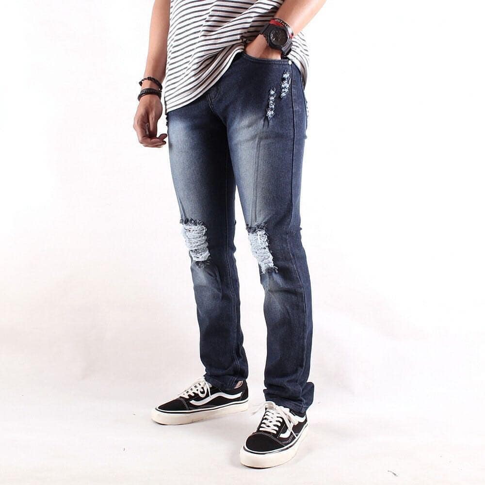  Celana  jeans  pria sobek lutut  robek  ripped destroy premium 