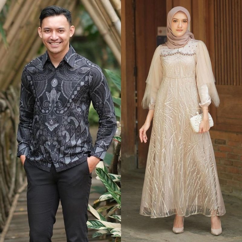 Maura Couple - Sania Ruffle Batik Couple ori Ndoro jowi DNT Garansi Termurah Shopee - Couple Gamis Lebaran