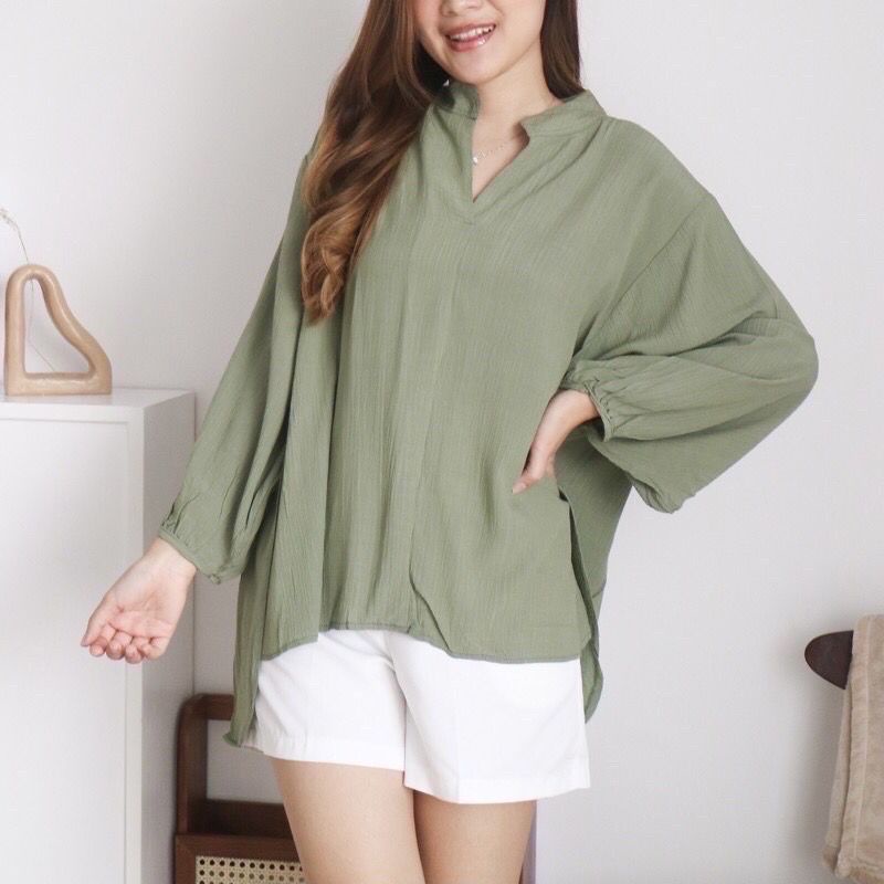 Naomi Blouse Crinkle - Blouse Wanita - Blouse Korean Style - Atasan Wanita