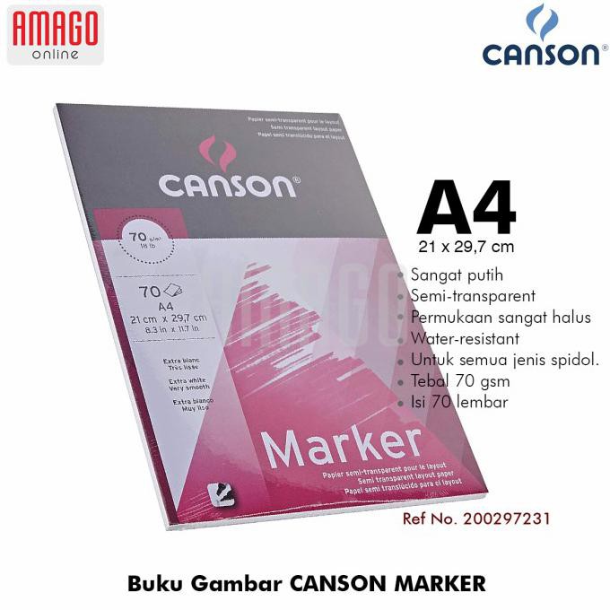 

(PERALATAN MENGGAMBAR) BUKU CANSON MARKER A4 - 70 SHEETS - 70 GSM - PAD - 200297231 COD