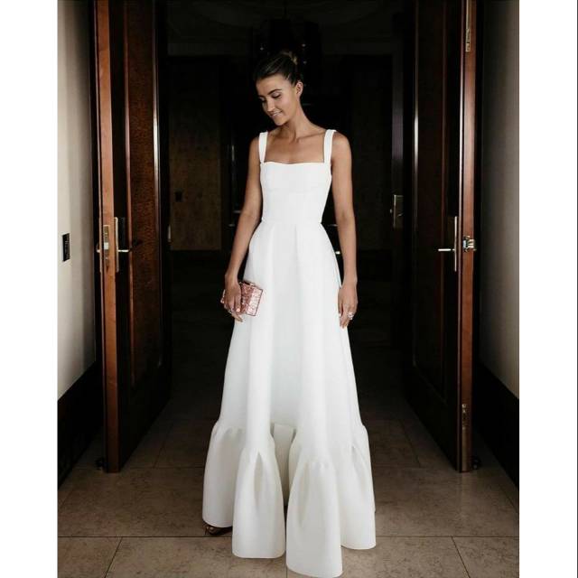 White Dress Putih Gaun Pengantin Dress Panjang Gaun Pesta Mewah
