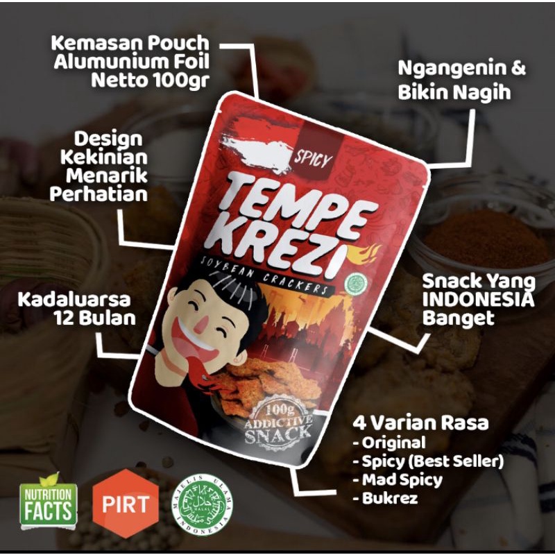 

Tempe Krezy Korean Spicy | Kripik tempe Gila pedas Hot