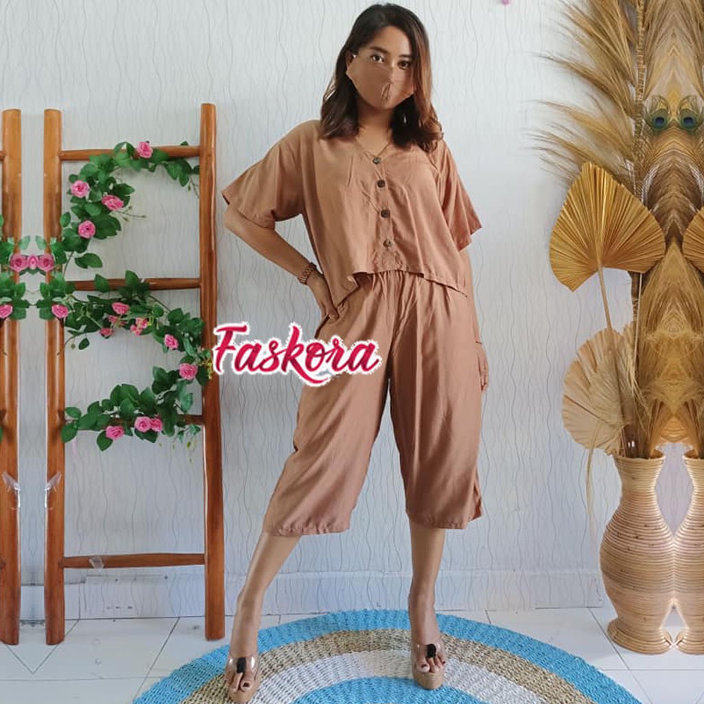 Setelan Wanita Polos Rayon Set / Set Wanita Kekinian Jumbo Murah / Setelan Kemeja Wanita Polos