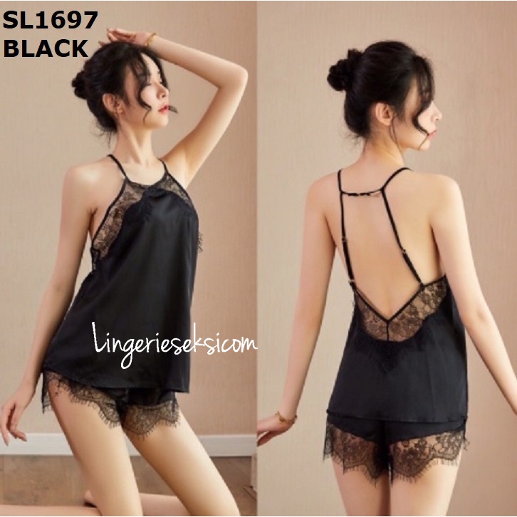 BLIORI 1697 Sexy Lingerie set baju tidur sexy wanita bahan satin premium import setelan