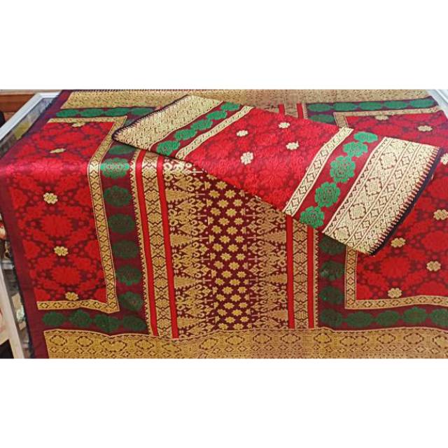 

Songket tenun asli Palembang bunga cina asli sutra