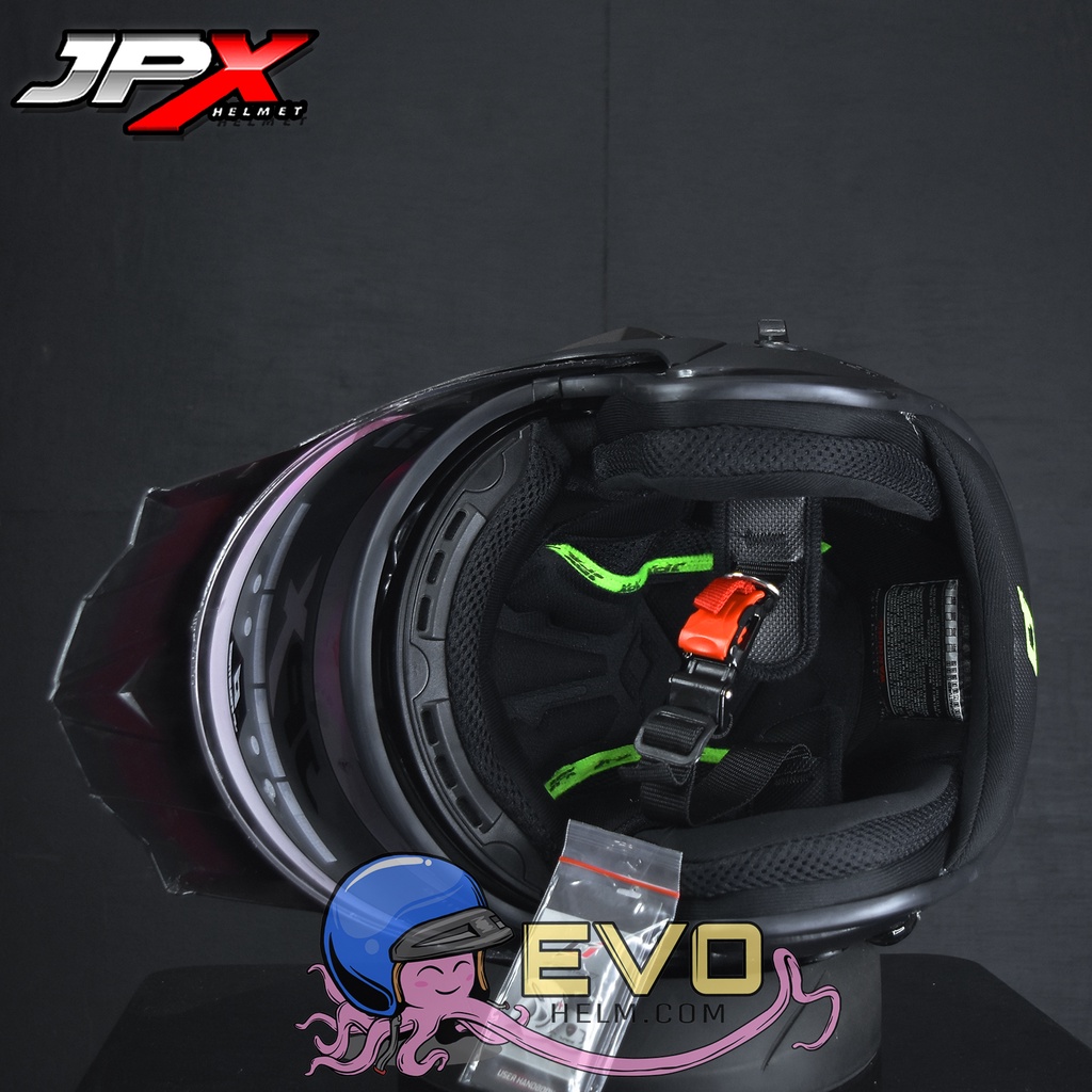 HELM JPX SUPERMOTO SOLID BLACK DOFF ORIGINAL HELM JPX HALFFACE JPX SUPERMOTO SUPREME DOUBLE VISOR